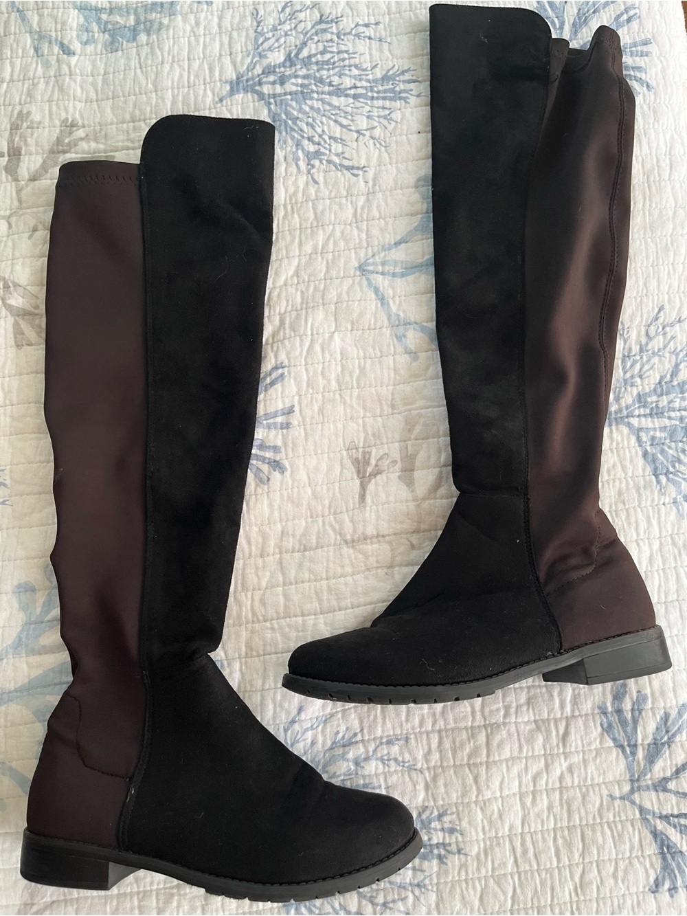 Women's Black Over-the-Knee Stretch Suede Boots